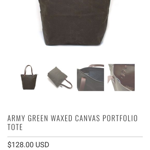 GENERAL KNOT & CO Portfolio Tote in Army Green Waxed Canvas - Picture 2 of 8